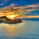 Sunset over Corfu island, Greece