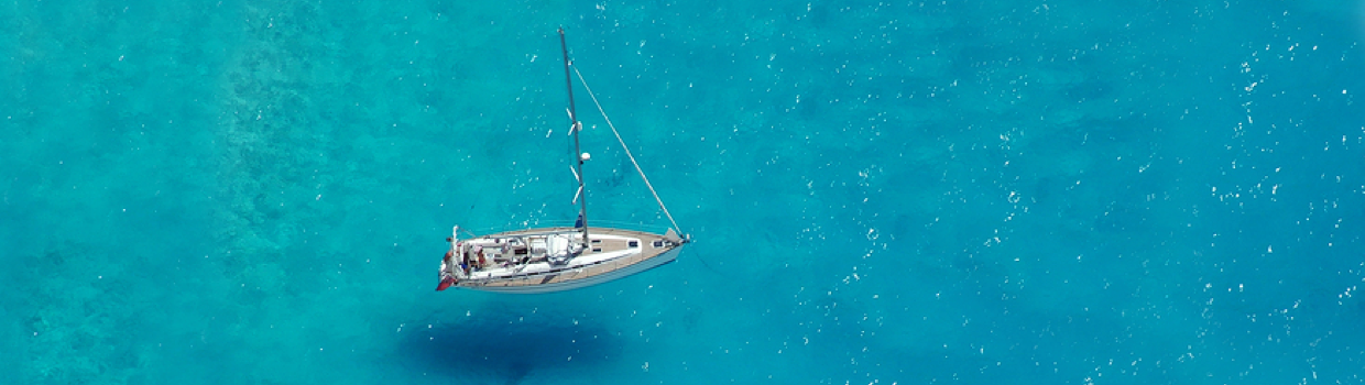 RYA course Greece - Anchored in clear waters